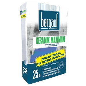 Клей BERGAUF MAXIMUM PLUS для плитки и керамогранита, 25 кг